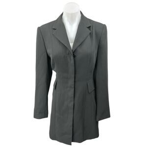 Vintage Sunny Names Gray Notch Collar Long Over Coat Suit Blazer Jacket Size 6